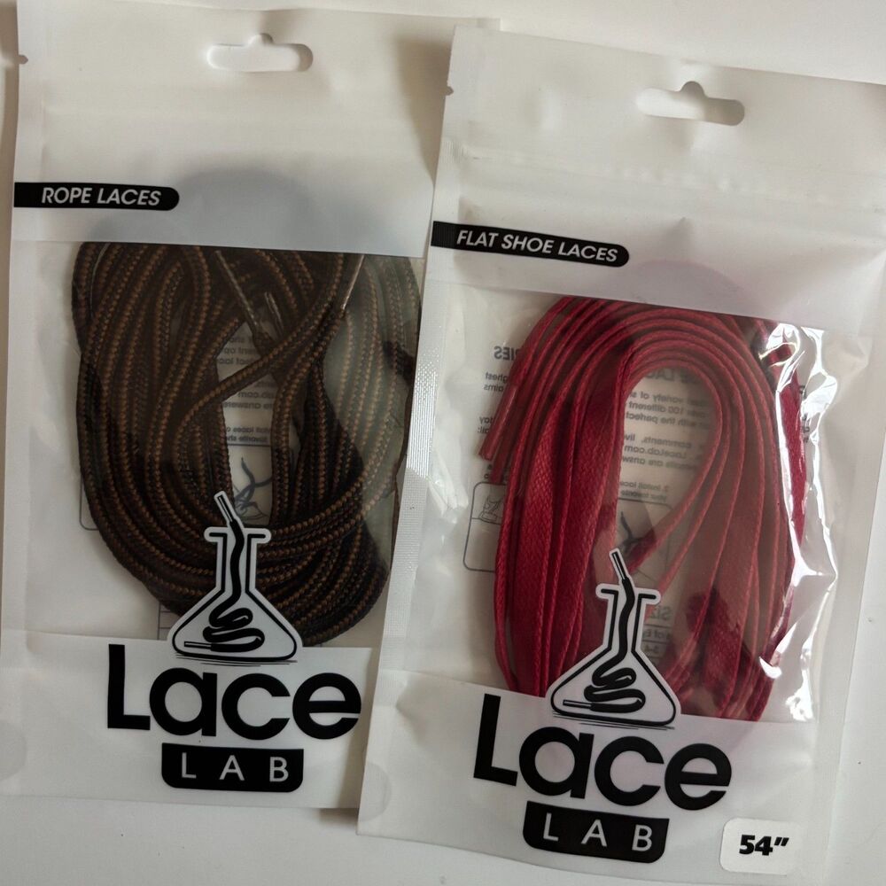 Lace Lab Shoe Laces Brown Patterned Round/Red Flat 54" NIB Sneakers Kicks Style